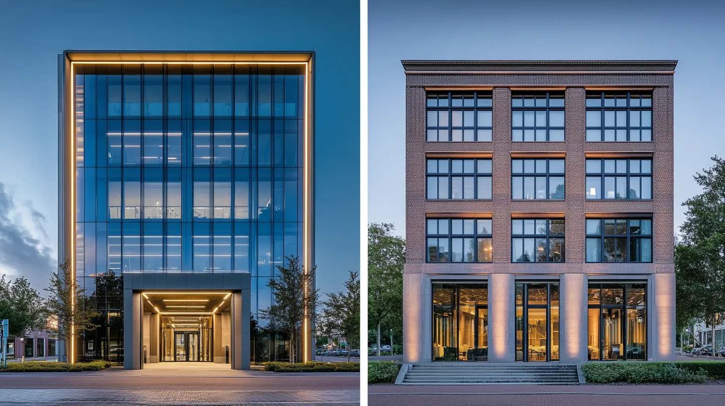 Centre d'affaires moderne et bureau traditionnel